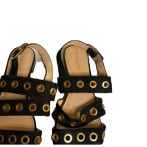 Edgy Black Grommet Gladiator Sandals Topshop Women’s 6 - Picture 4 of 8